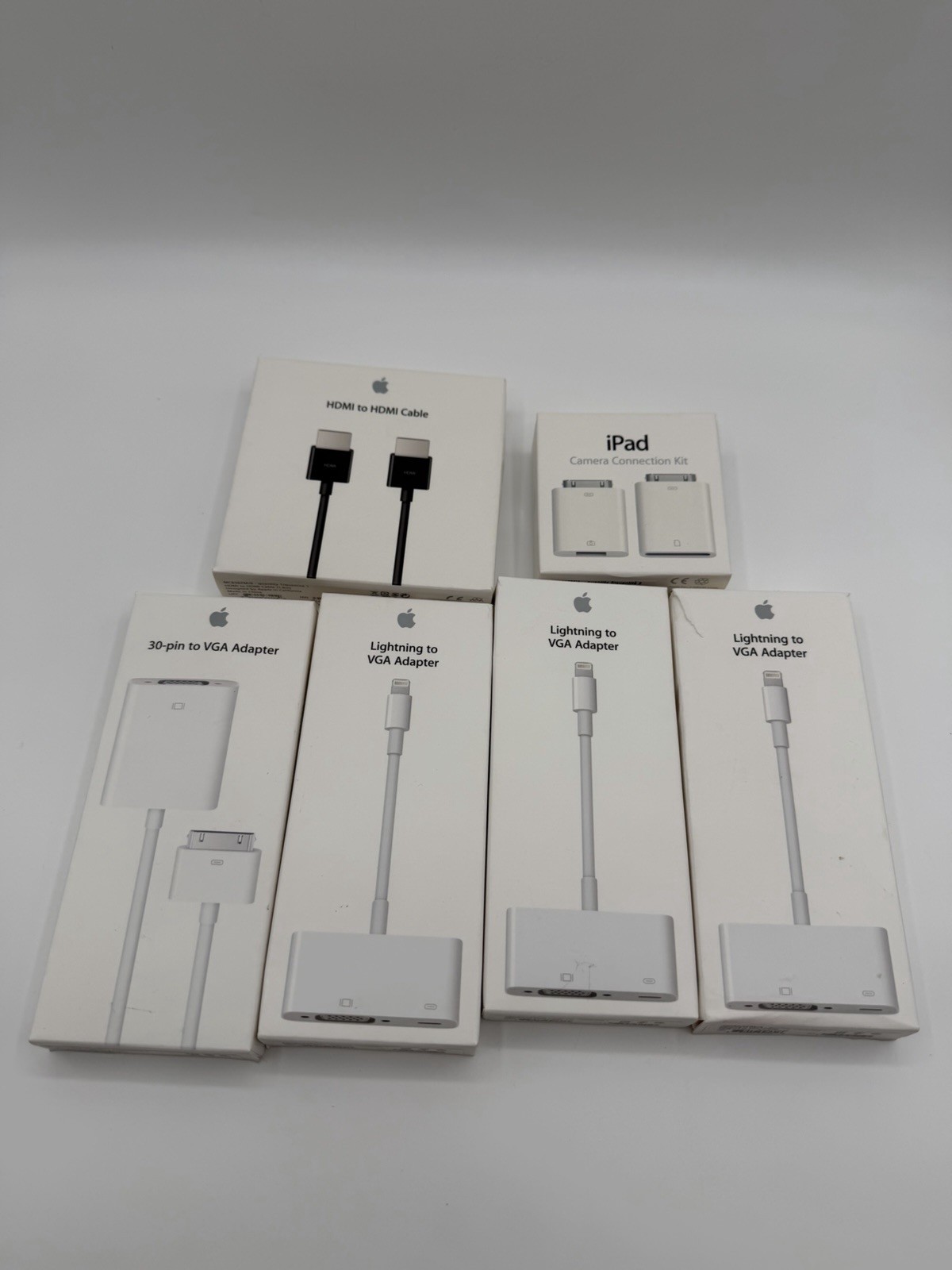 Apple 30 Pin & Lightning Adapter Accessory Lot HDMI VGA Camera Connection Kit
