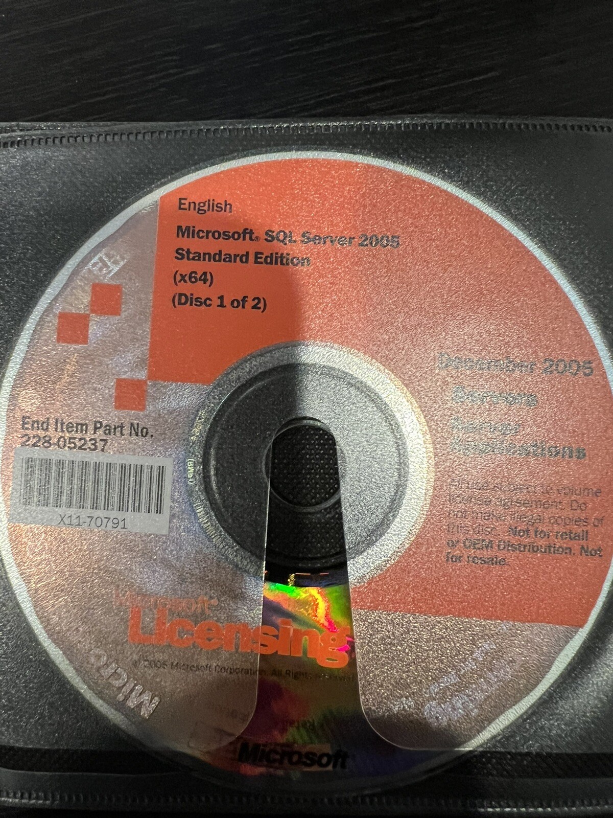 Microsoft SQL 2005 Standard Edition X64 No Product Key Never Used