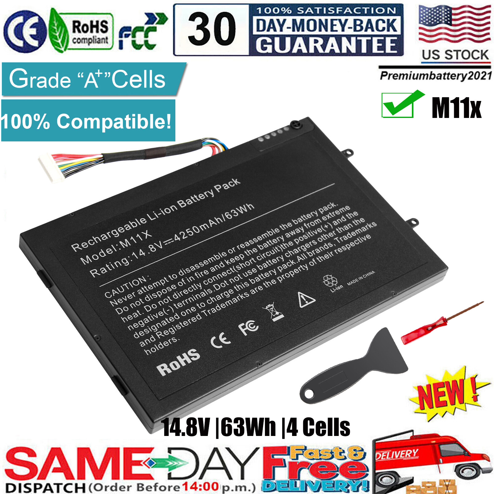 ✅Battery for DELL Alienware M11x M14x R1 R2 R3 PT6V8 8P6X6 T7YJR P06T O8P6X6 New