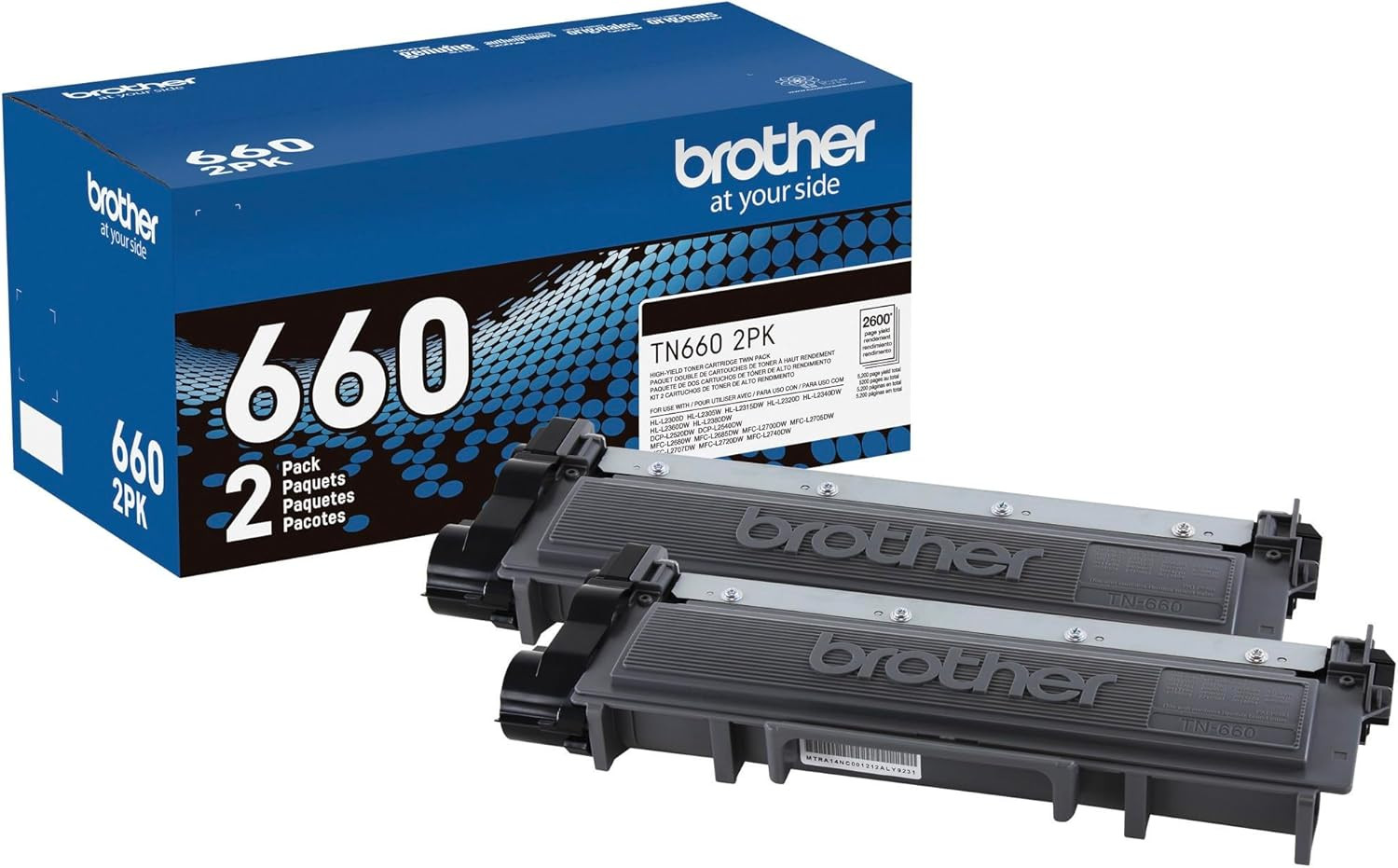 Genuine High-Yield Black Toner Cartridge Twin Pack TN660 2PK (TN6602PK)