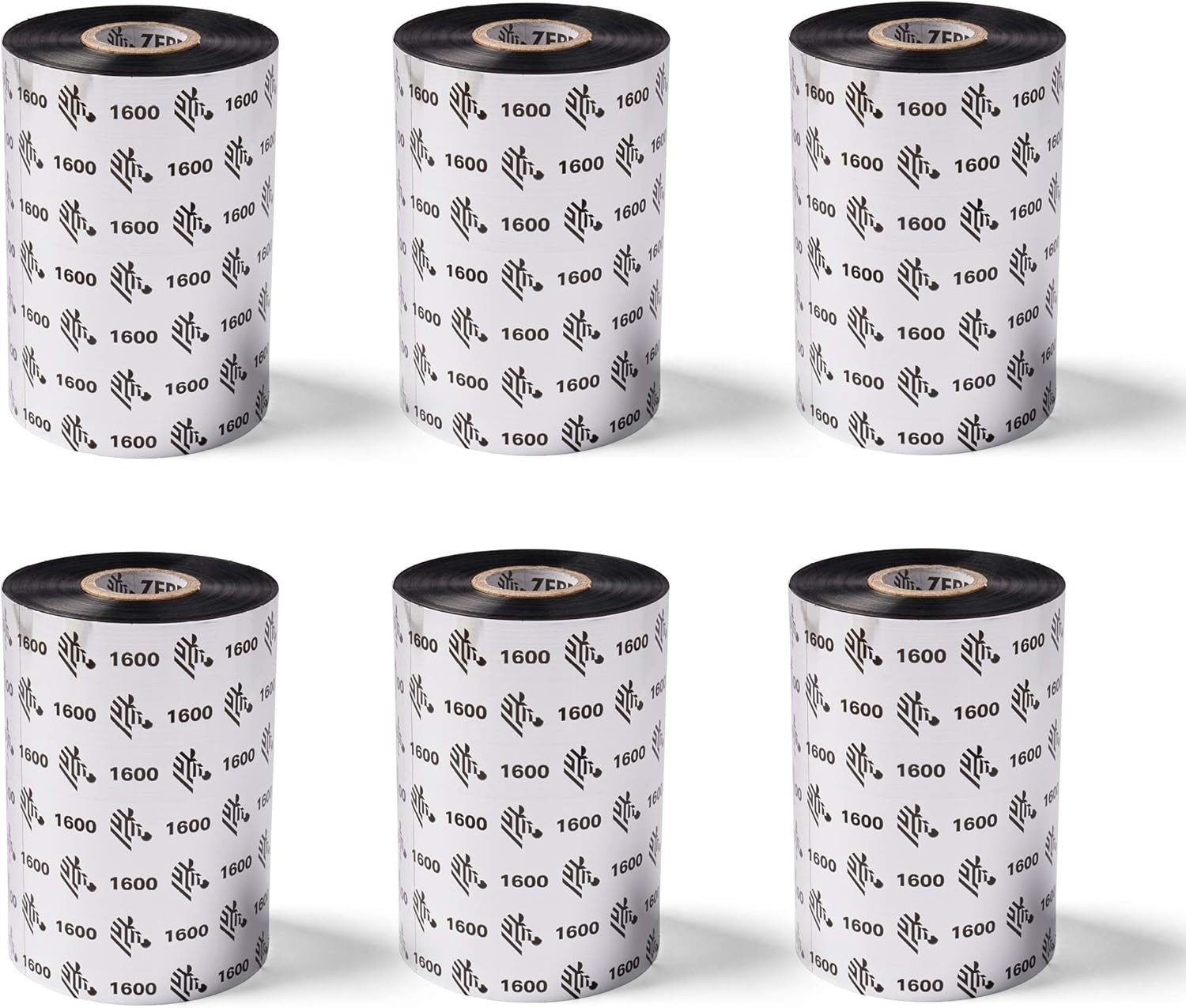 Zebra Black Wax Ribbon, Thermal Transfer Printers 4.33" x 1476' 1" Core 6 Rolls