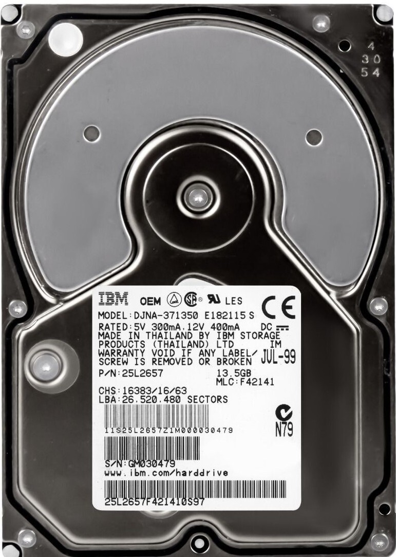 HARD DRIVE IBM DESKSTAR 22GXP DJNA-371350 25L2657 13.5GB 7200RPM 2MB ATA 3.5''