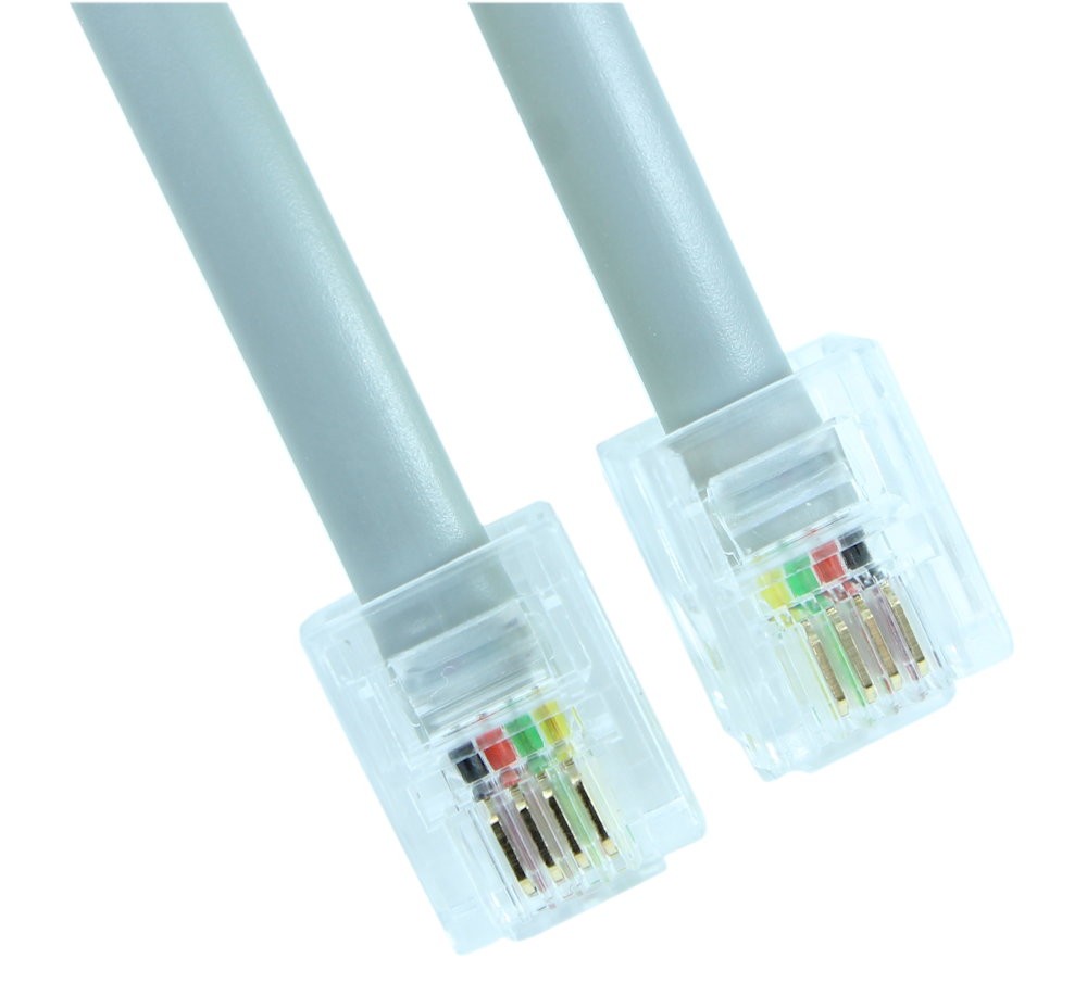 14Ft RJ11 Modular Telephone Cable  (6P4C 4 Conductor/2 Lines Reverse for Voice