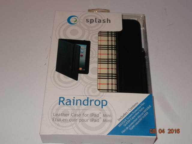 Splash Raindrop Leather Case for iPad Mini with Stylus - Plaid