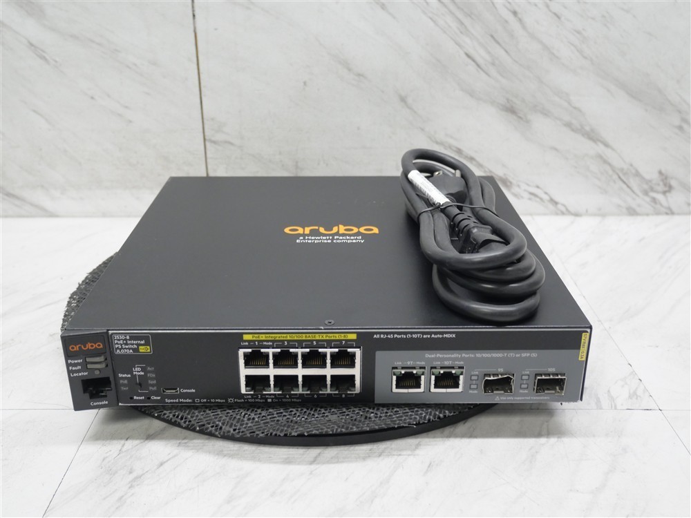 HP Aruba 2530-8 PoE+ JL070A Internal PS 8 Port Fast Ethernet Switch JL070A