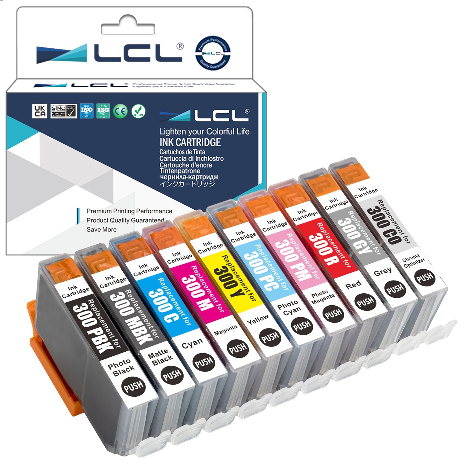 LCL Ink Cartridge Pigment 10 Packs Replacement Canon PFI 300 Ink imagePROGRAF