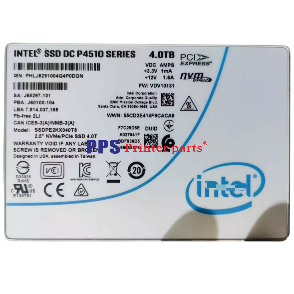 Intel SSD P4510 4TB DC Series NVME U.2 2.5" SSDPE2KX040T8 Solid State Drive