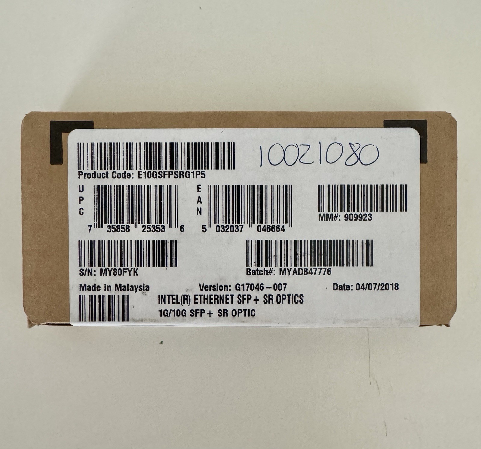 SEALED Intel E10GSFPSRG1P5 1G/10G SFP+ SR Optics Optical Transceiver Module NIB