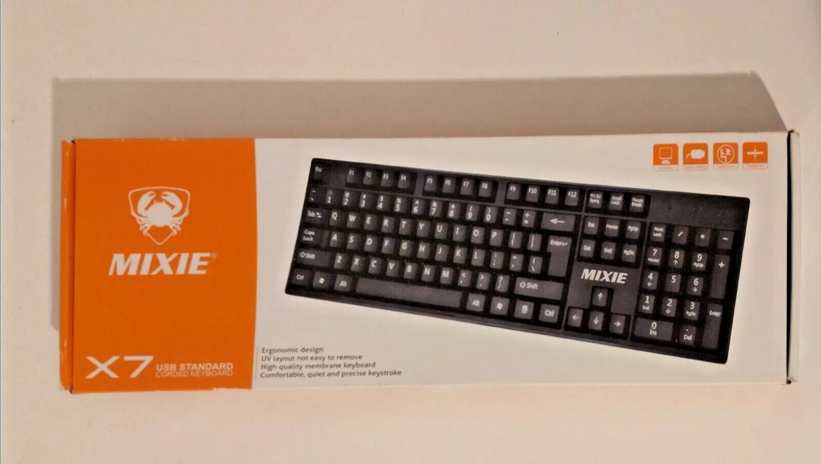 MIXIE X7 USB STANDARD WIRED ERGONOMIC KEYBOARD - BLACK