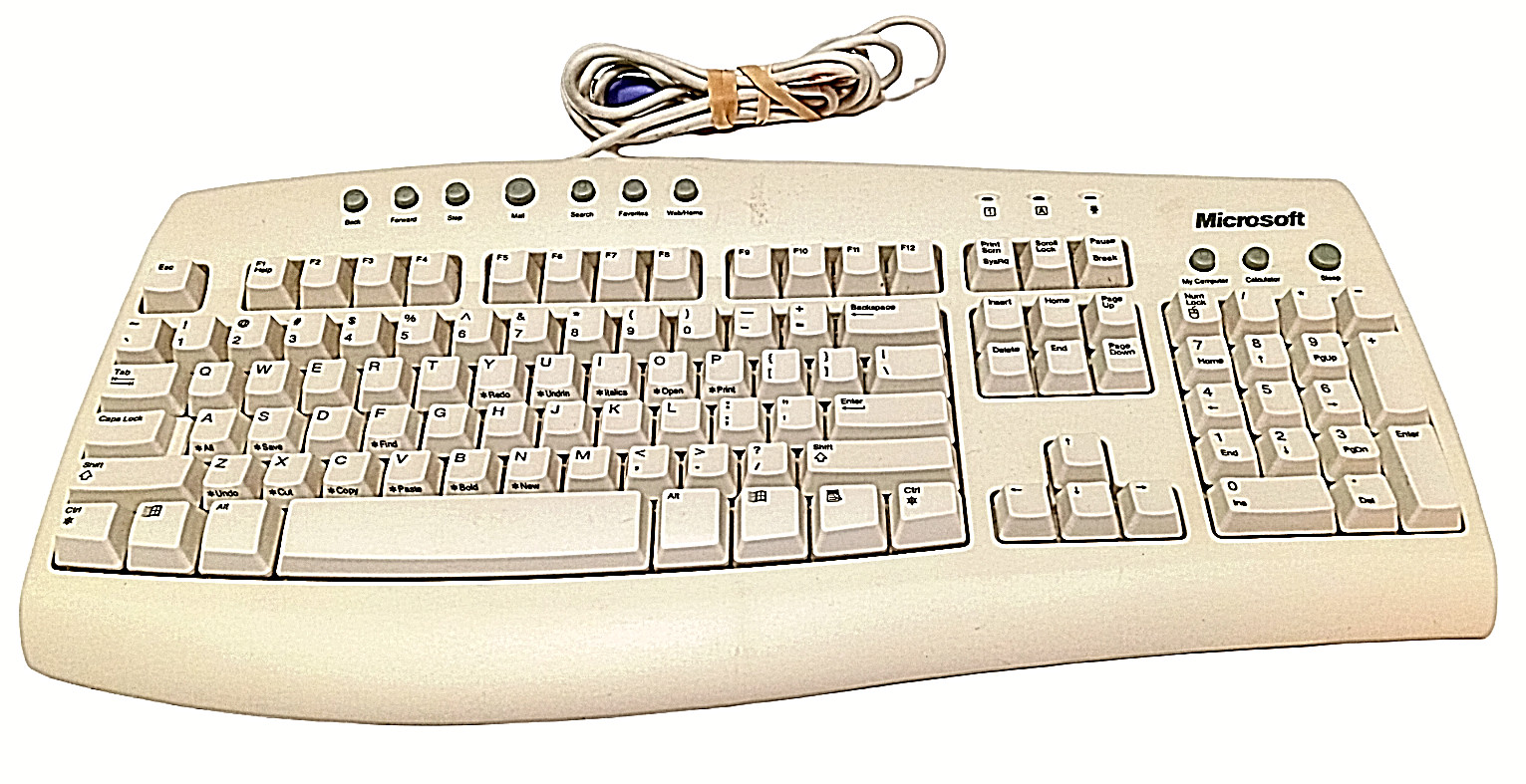 Genuine Microsoft Internet Keyboard Part X08-01157 RT9443 PS/2 Vintage Clicky