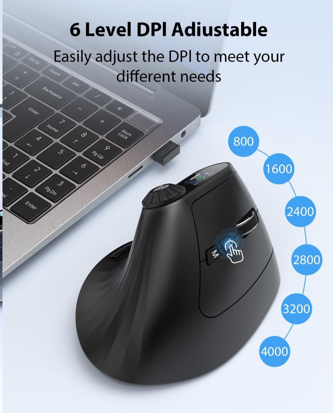 Transformers Vertical Ergonomic Mouse w/LED Screen & Knob Control, Rechargeable