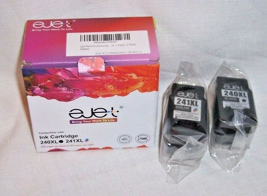 240XL/241XL Ink Cartridge for Pixma Printer 2 Pack Color/Black EJET Exp 28/01/23