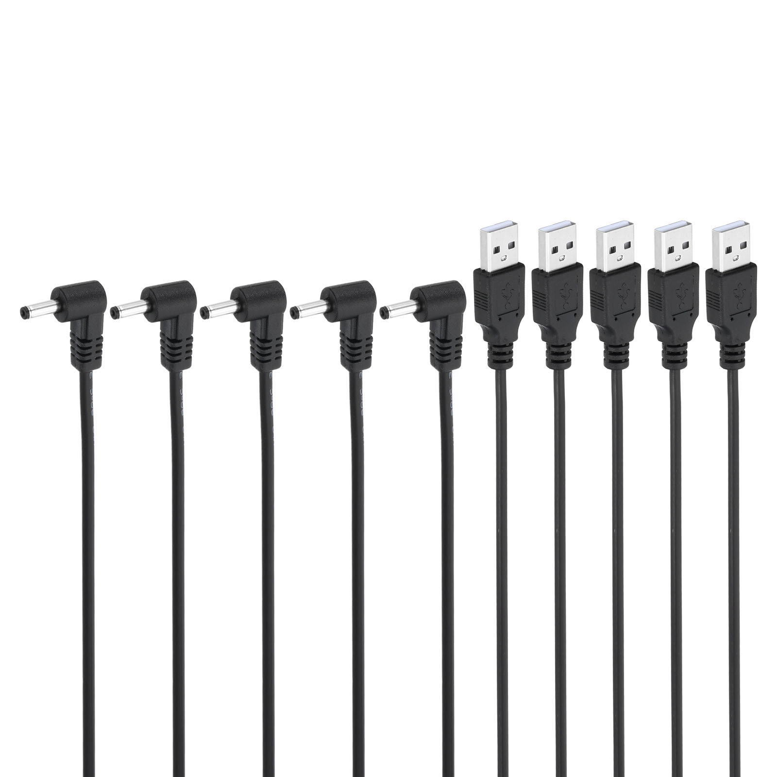 USB 2.0 A Type to DC 3.5x1.35mm 90 Degree Angle Barrel Power Cable 5pcs Black