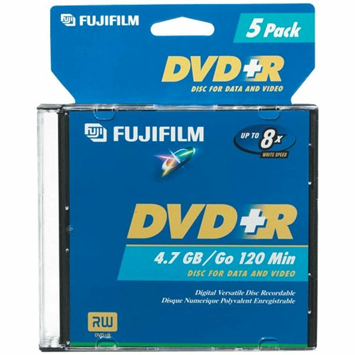 Fujifilm Media 7 DVD+R 4.7 GB 120 Minutes 16X Storage Media - 5 Pack
