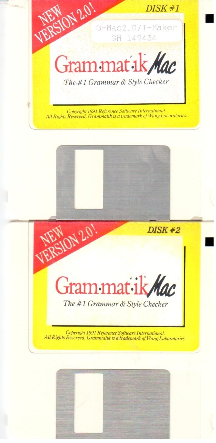 ITHistory  SOFTWARE APPLE (1990) GRAMMATIK Mac" (Reference Software)  2 x 3.5"
