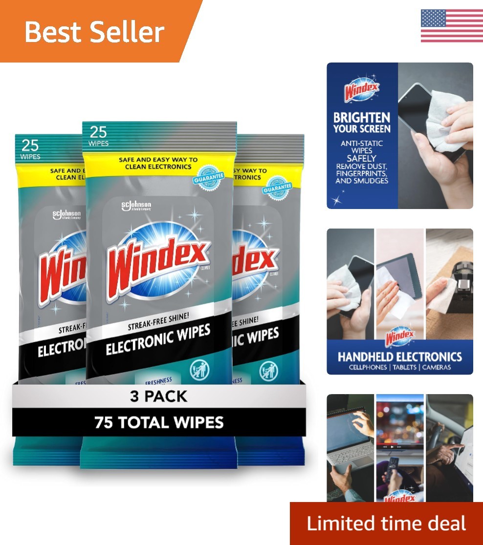 Convenient Resealable Electronic Cleaning Wipes - 75 Count for Smudge-Free Shine