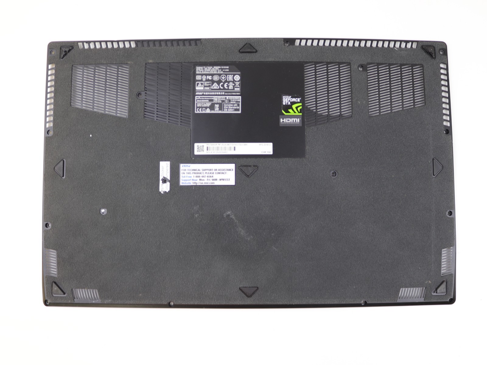 MSI MS-16K2 15.6 Bottom Case Base RAM Cover MSI GS63VR 7RF 6012