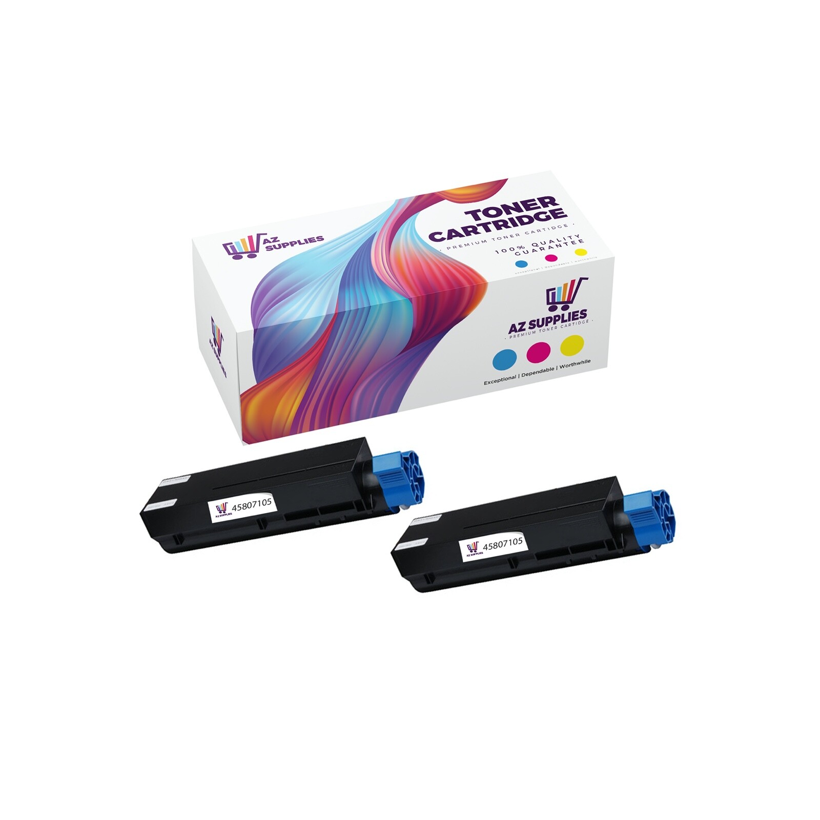 OKI Data Compatible Toner Cartridge for 45807105 B412dn High Yield Black 2 Pack