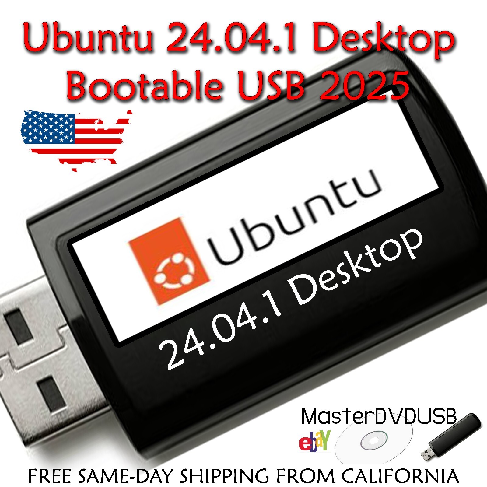 Ubuntu Desktop 24.04.1 LTS 2025 - Bootable USB Flash Drive - 64-bit Secure OS
