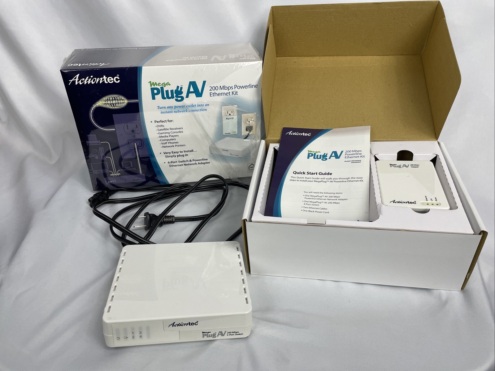 Actiontec Mega Plug AV 200 Mbps Powerline LAN Ethernet Adapter HPE200AVP