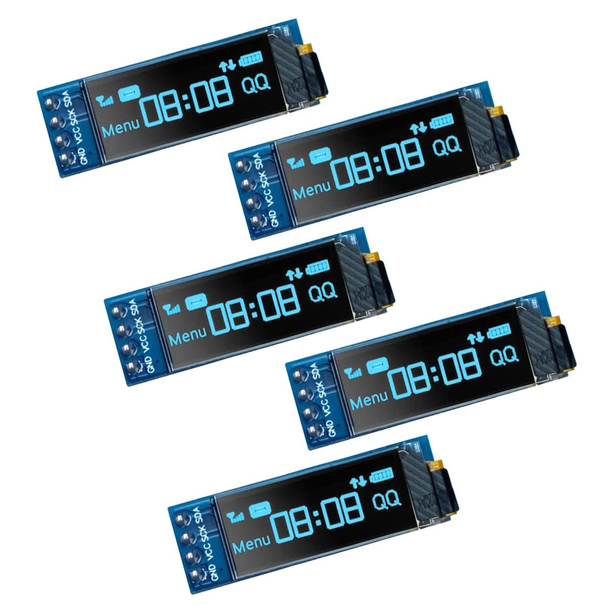 5 PCS 0.91 Inch I2C IIC OLED Display Module Blue Screen for Arduino Pi