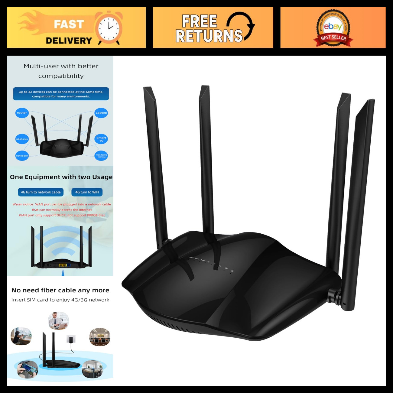 Unlocked 4G LTE N300 Single Band Wireless Modem Router - High-Speed Internet Acc