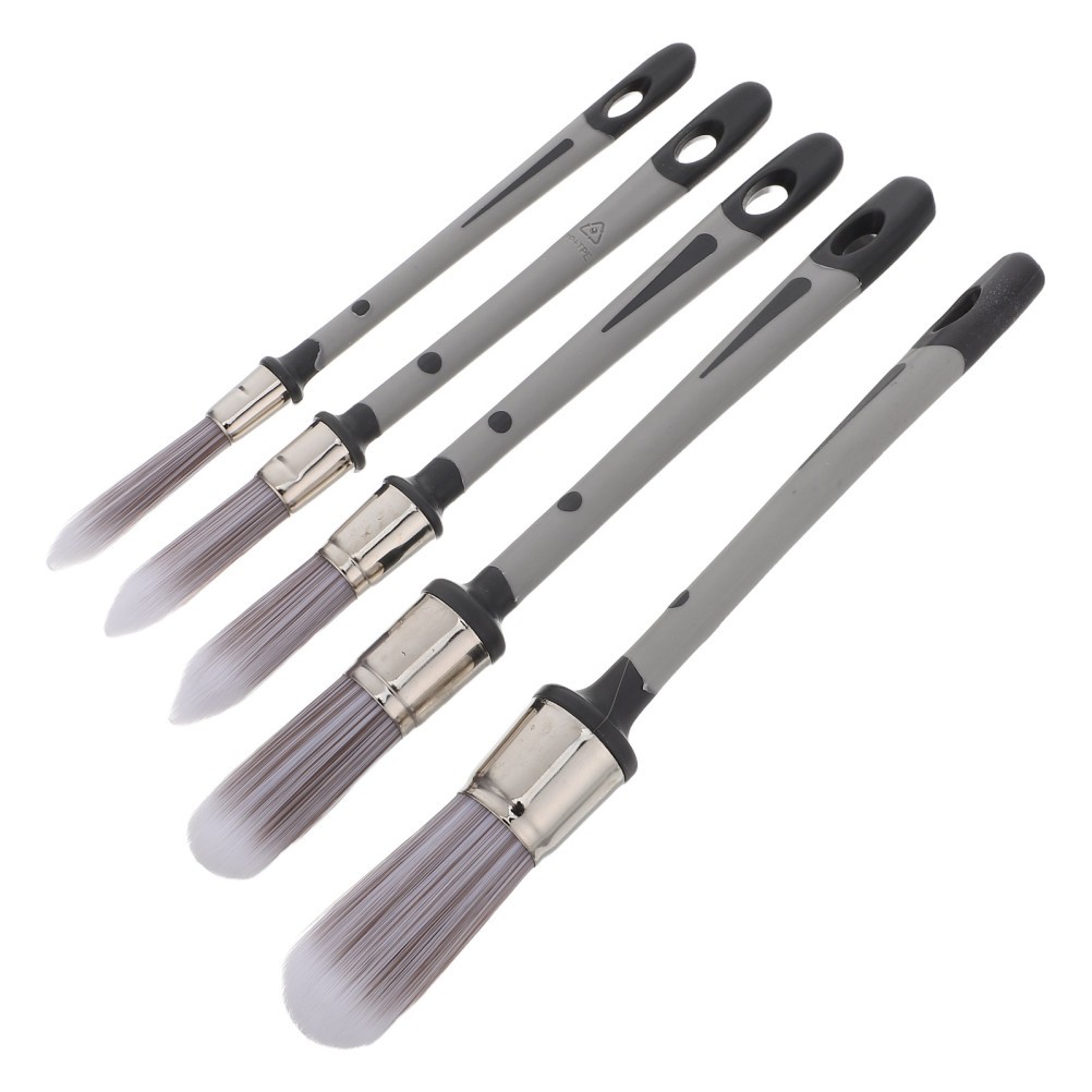 5Pcs Round Tip Paint Brushes with Ergonomic Handles for Detailed Edge Painting