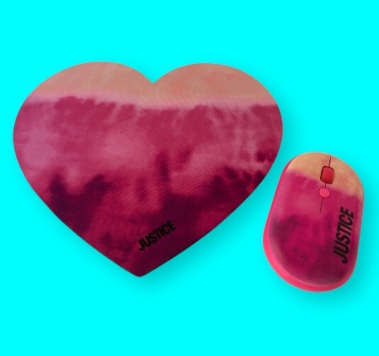 Valentine Heart Shaped Mousepad & Mouse By Justice Tech Red Pink Barbiecore
