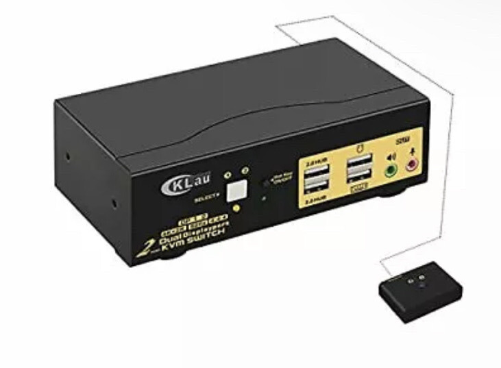 CKLau 2 Port Dual Monitor Displayport KVM Switch DP KVM Switch with Audio USB...