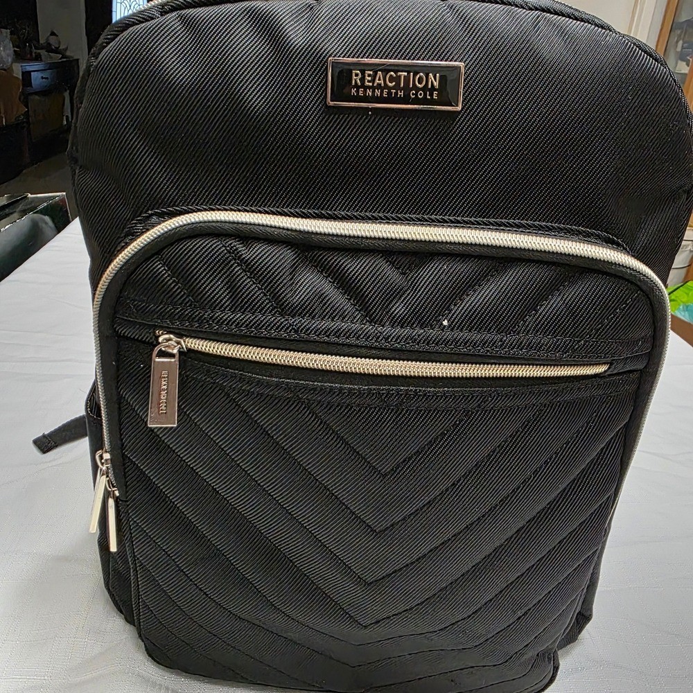 Kenneth Cole Reaction Chelsea Chevron 15" Laptop Backpack Bookbag Black Org.$200