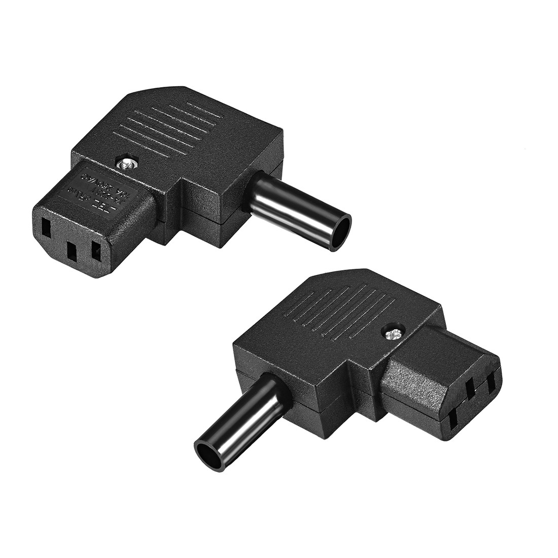2Pcs AC110-250V Female IEC320 C13 Power Socket Adapter Connector Right Angle