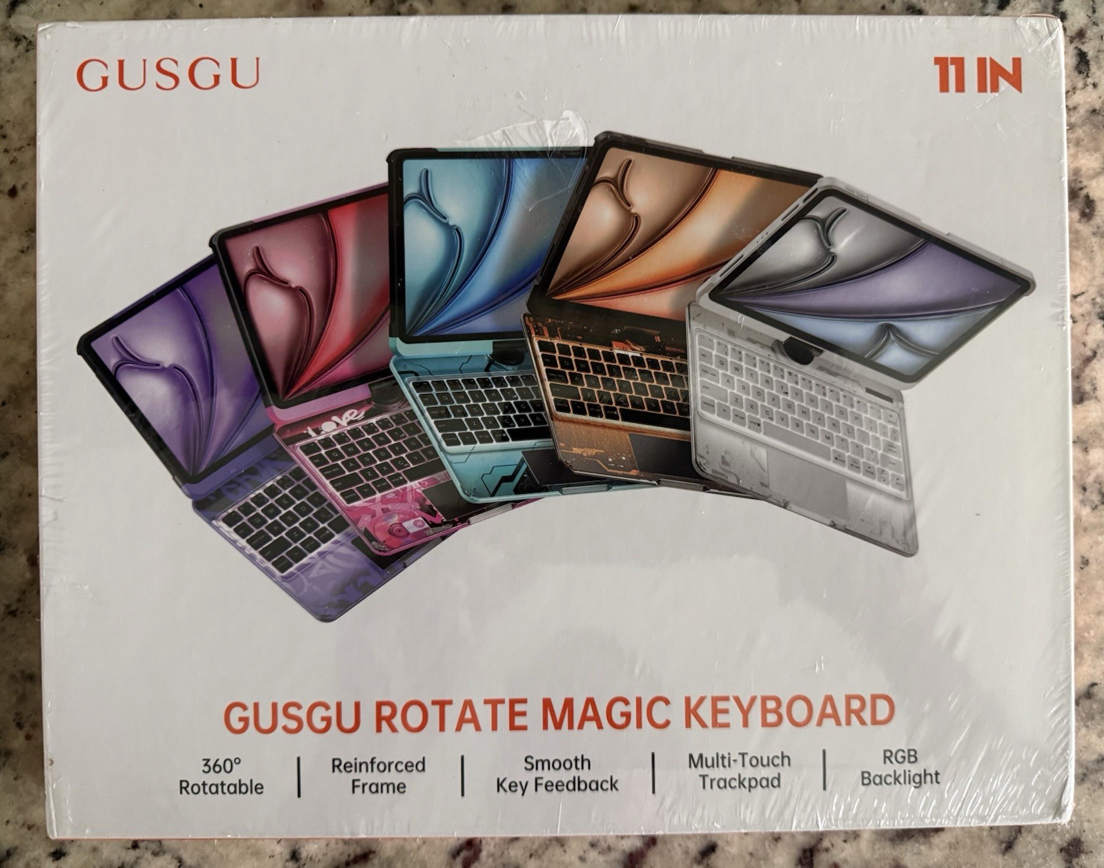 GUSGU Rotate Magic Keyboard Wireless Transparent Case 11" iPad 11 Pro 5th Gen