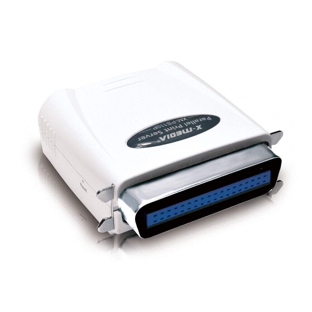X-MEDIA XM-PS110P 1-Port 10/100Mbps Fast Ethernet Parallel Print Server, Para...