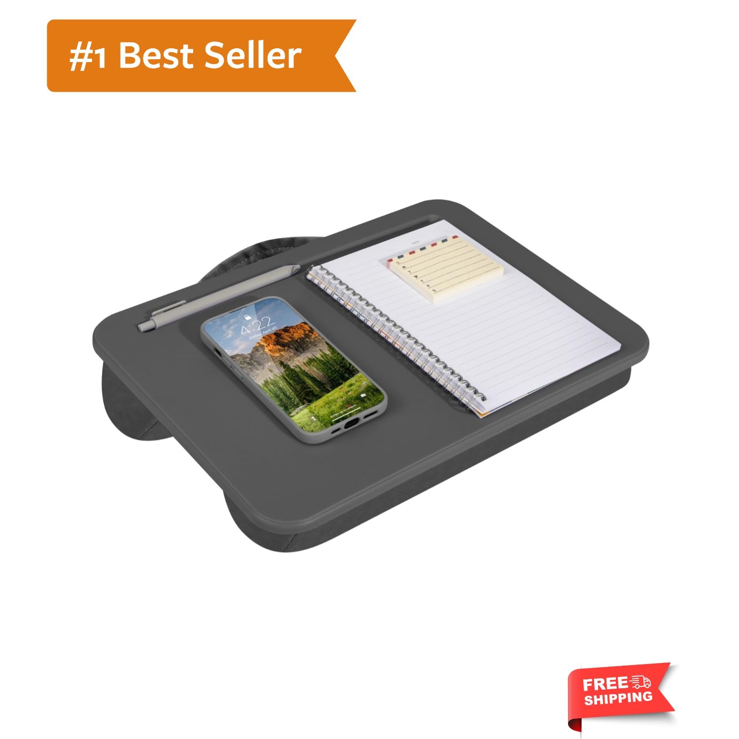 Compact Lap Desk – Charcoal, Fits 14" Laptops