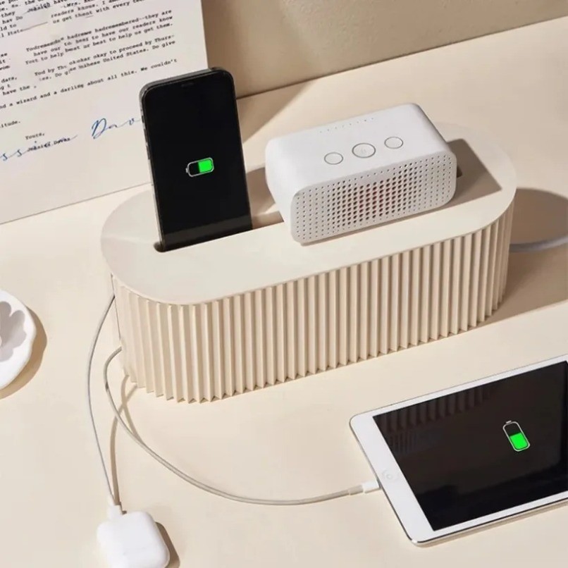 Cable Management Box Cord Organizer Power Strip Hider Desk Wire Storage Case