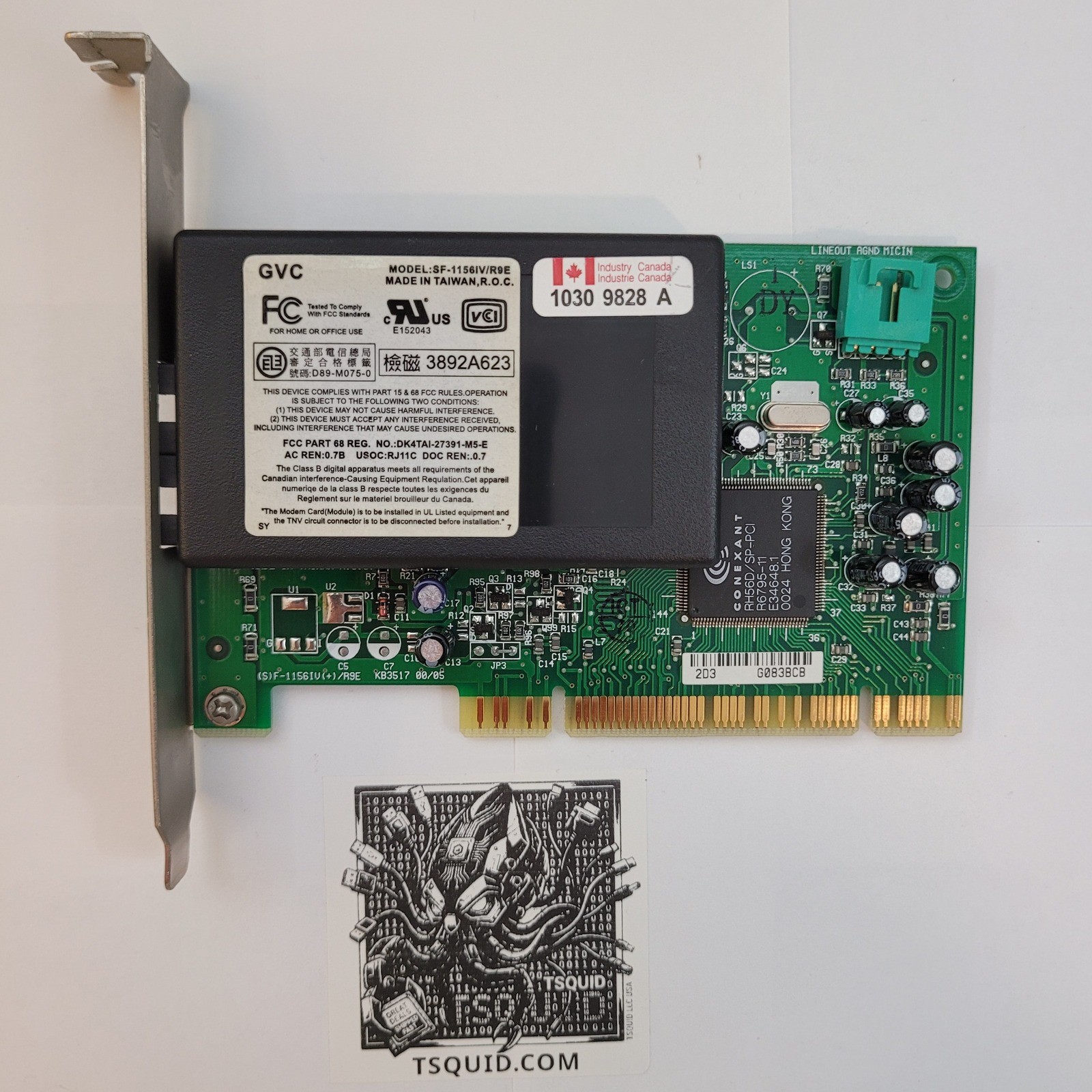 GVC PCI Modem Card 0969NU 56K Dial-Up Fax Conexant SF-1156IV/R9E Dell 0969NU