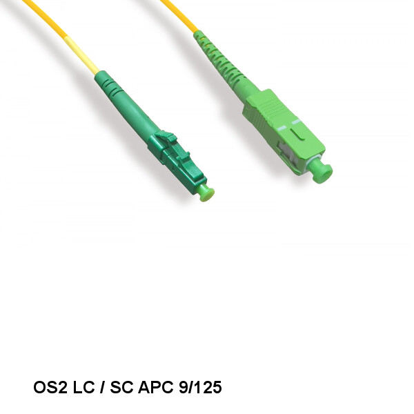 Kentek 6'/2m LC/SC APC OS2 9 /125 Simplex Single-Mode Fiber Optic Cable OFNR