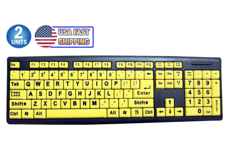 Big Bright EZ See Keyboard High Contrast Large Print Keys Visually Impaired
