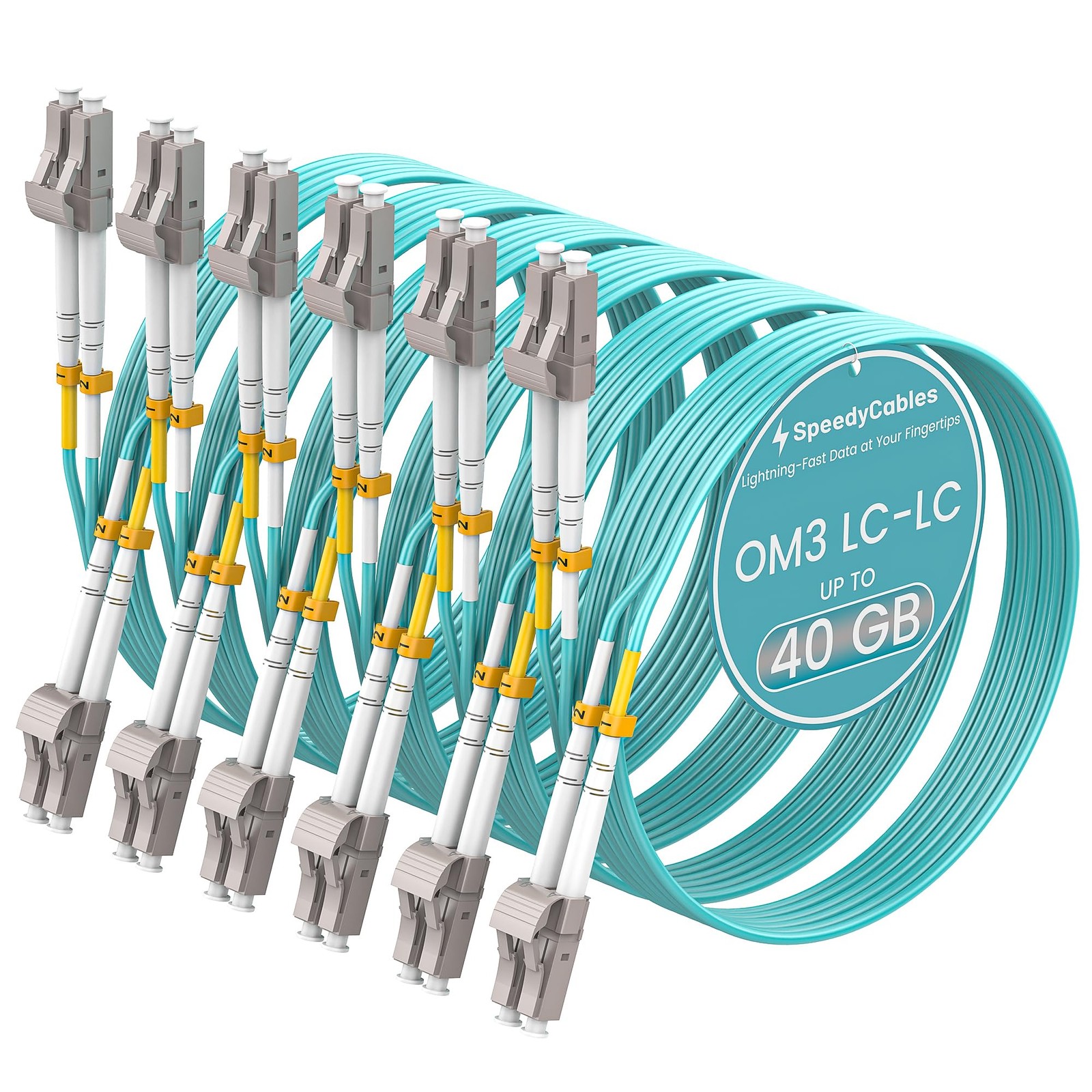 6 PCS 3M 10ft OM3 LC To LC Fiber Patch Cable Multimode Duplex 50/125m 2.0mm