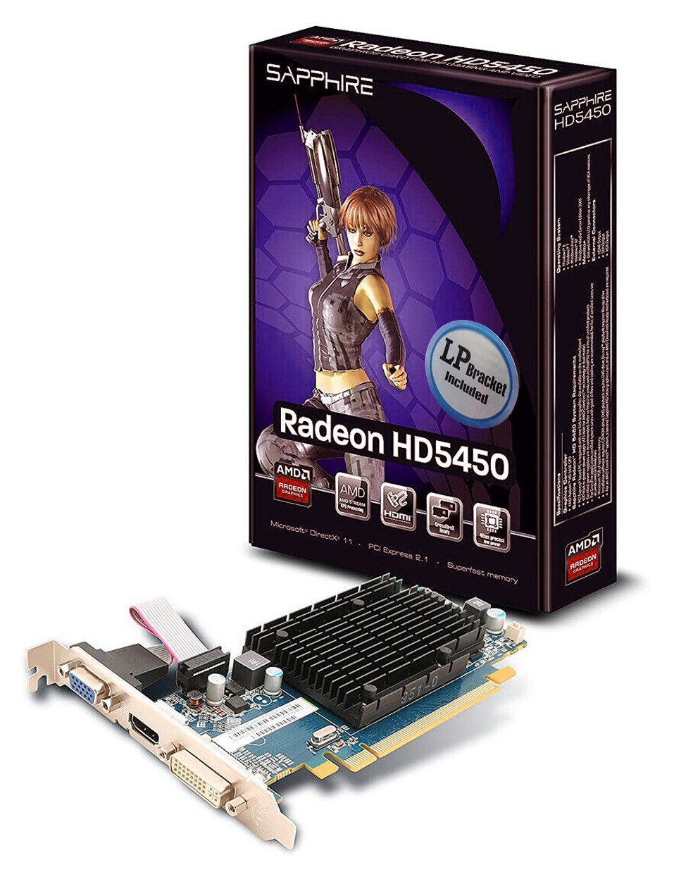 NEW - Sapphire AMD Radeon HD5450 1GB, DDR3, PCI-E, HDMI, DVI, VGA Graphics Card