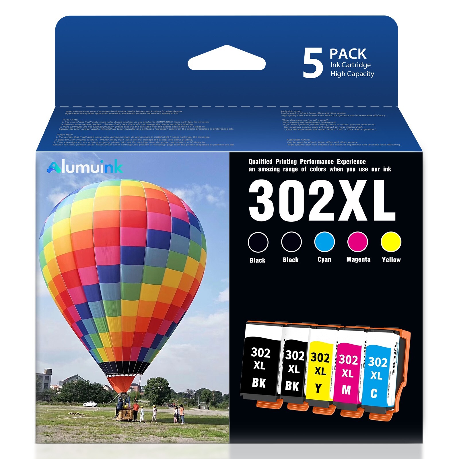 5 Pack 302XL Compatible Ink Cartridges replacement Expression XP-6000 XP-6100