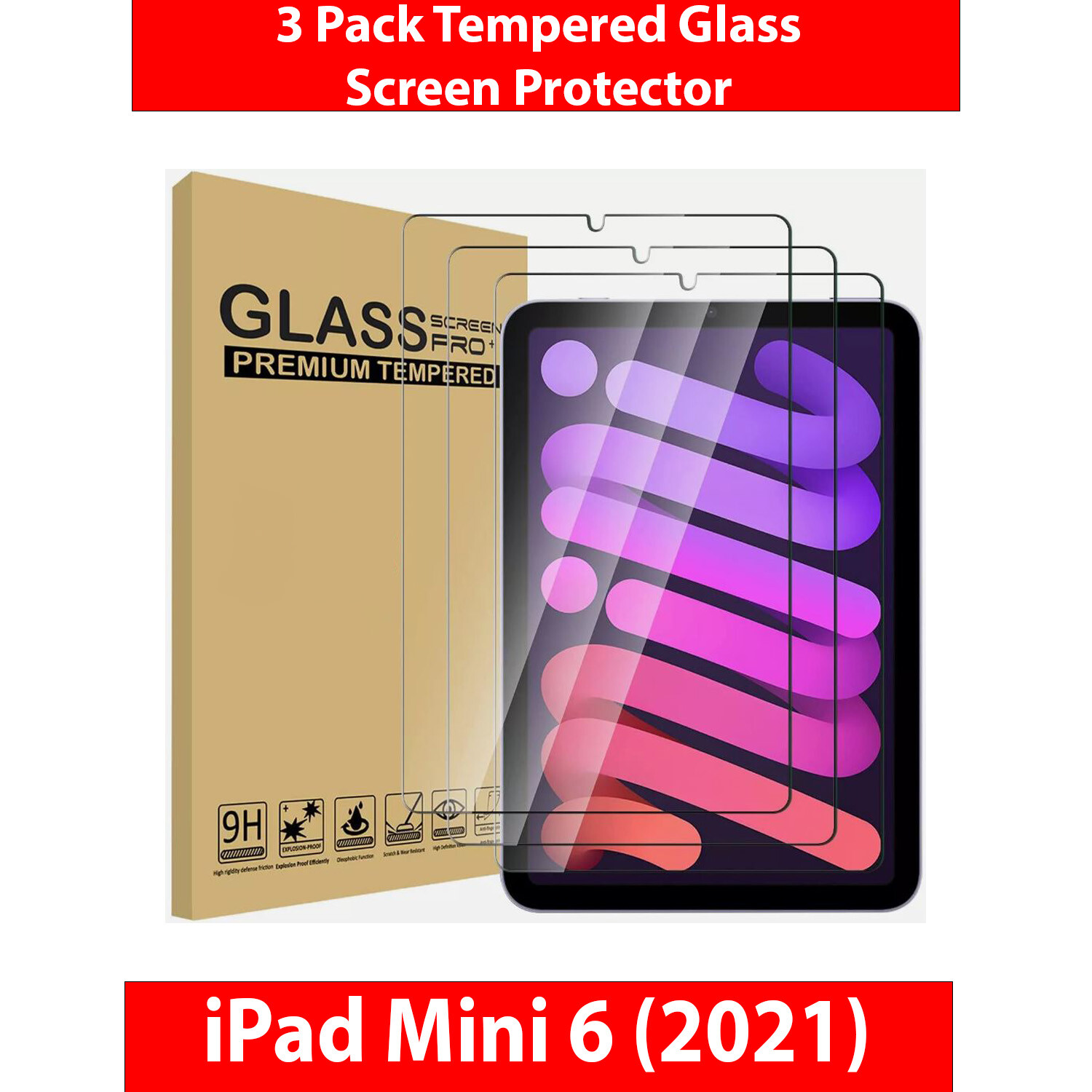 3-Pack Tempered Glass Screen Protector For iPad Mini 6th Gen 2021 8.3 inch