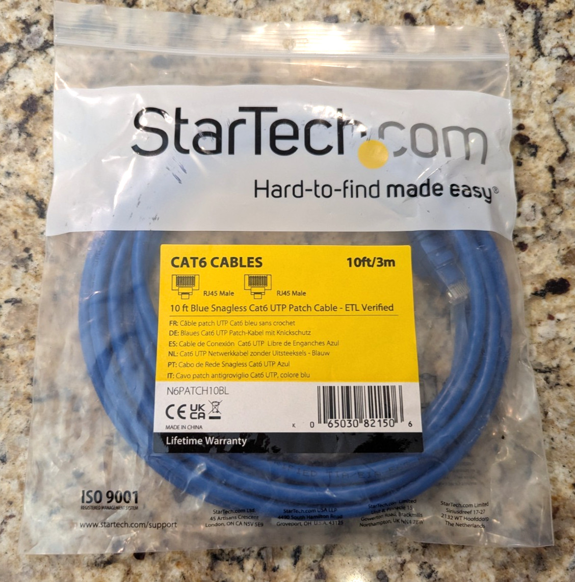 StarTech N6PATCH10BL 10ft CAT6 Ethernet Cable - Blue Snagless Gigabit