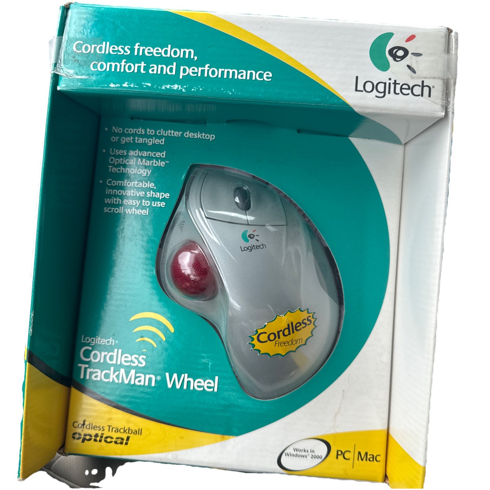 Logitech Cordless TrackMan Wheel Trackball PC Mac Brand New Computer Mouse VNTG