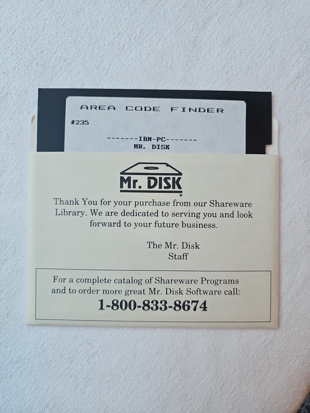 Mr. Disk Shareware #235 Area Code Finder Vintage 5.25 Inch Floppy Disk