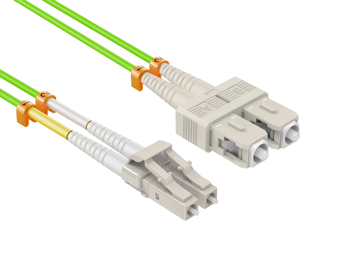 4m OM5 LC to SC Multimode Fiber Patch Cable 50/125 Duplex Lime Green