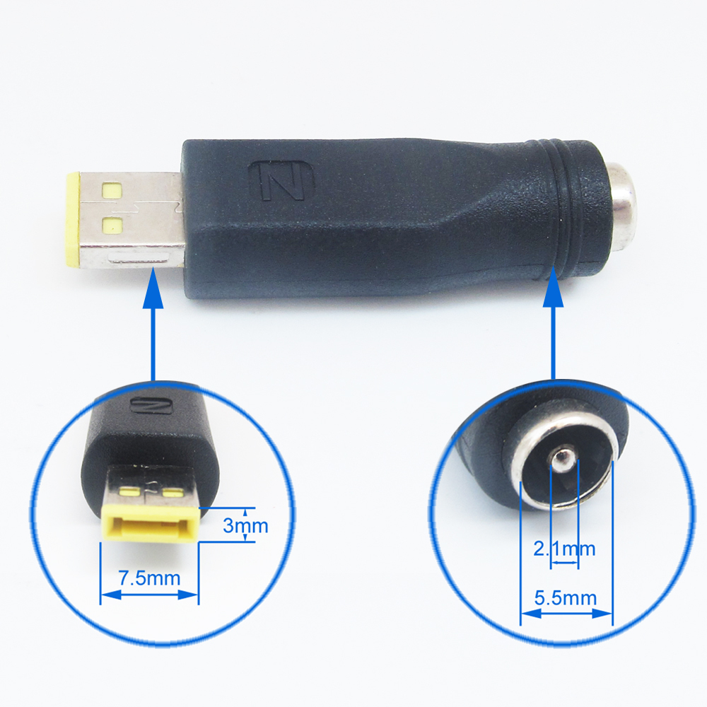 100x Mini Square DC Power Plug to 5.5x2.1mm Charger converter Adapter For Lenovo