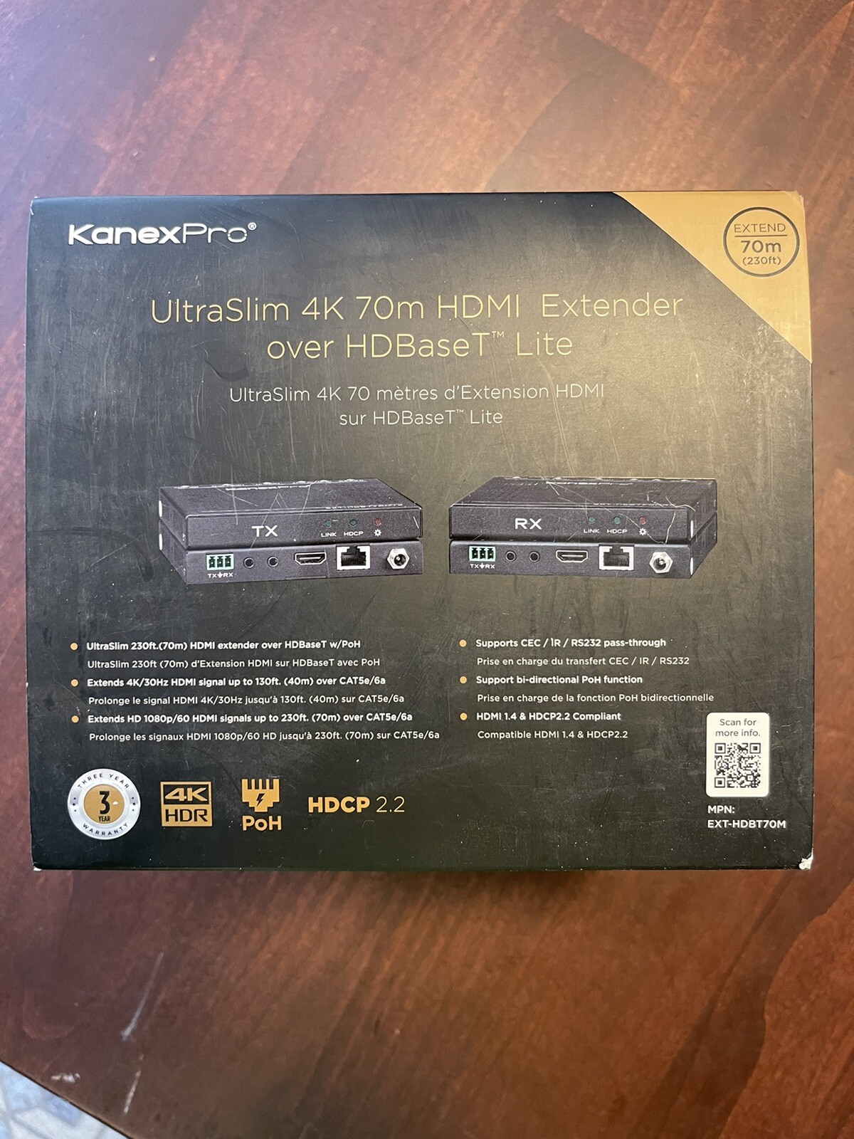 HDMI extender KanexPro Ultraslim 4k 70m extender over HDBaseT lite
