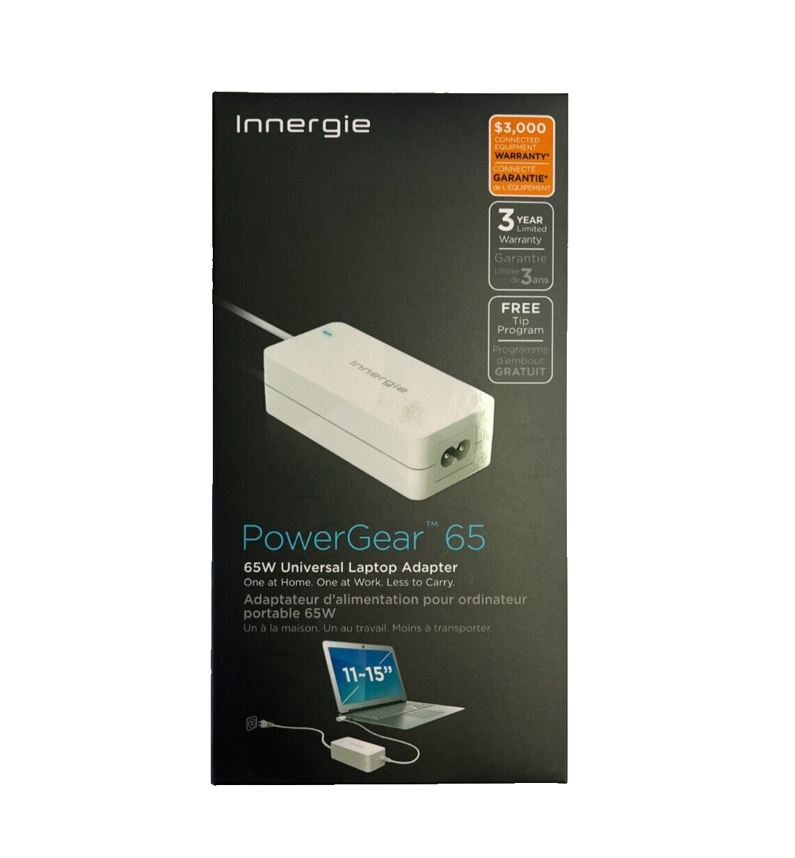 Innergie PowerGear 65 Universal Laptop Power AC Adapter Charger 65W 19V 3.42A