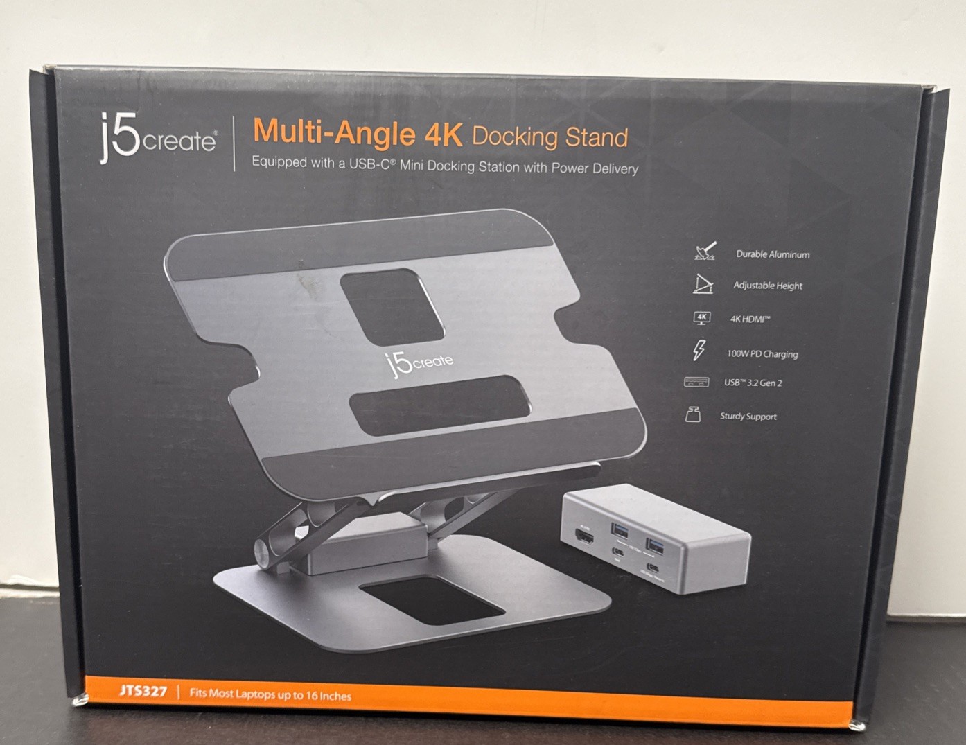 J5create JTS327 Multi Angle 4k Aluminum Docking Stand Space Gray (61473)